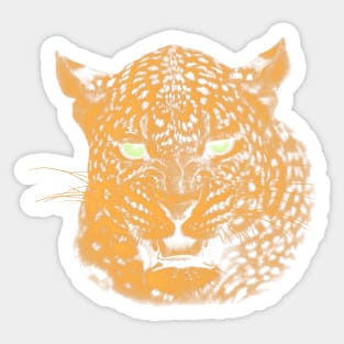 Scary Snarling Leopard with Green Eyes Sticker